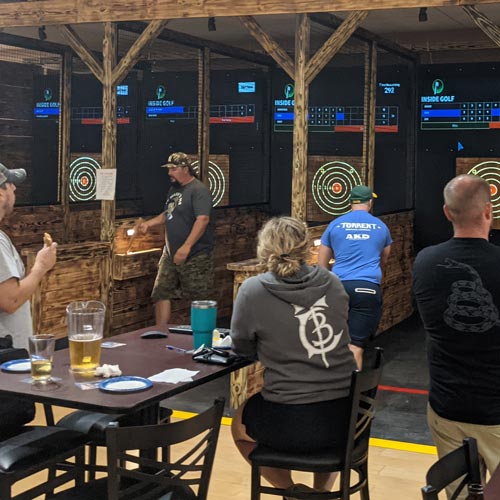 Friends axe throwing