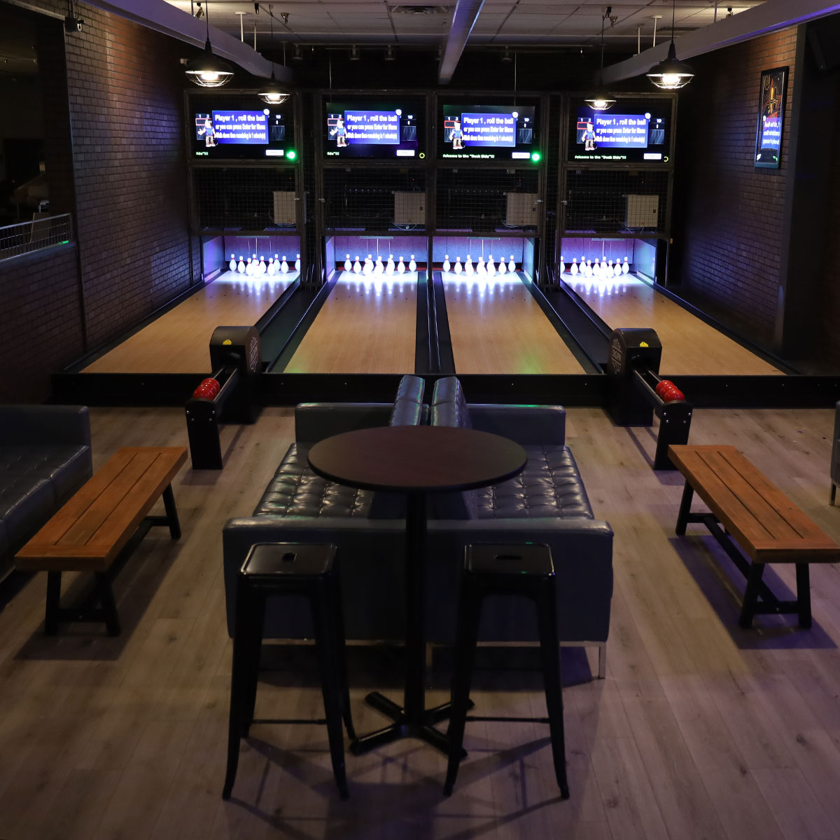 Duckpin Bowling Inside Golf Golf, Axe, Food, Drink